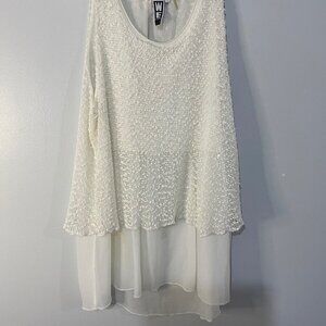 "WE" Elegant White Two layers  Sleeveless Top